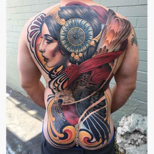 Neo Traditional tattoo artwork showcasing artistic depth and bold color application