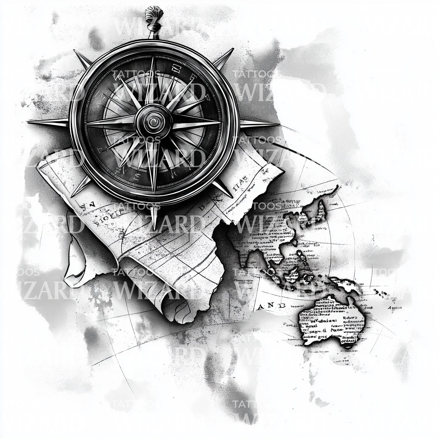 Travel Map Tattoo Design: 25 Meaningful Wanderlust Ideas 1 travel the world map and compass tattoo design world travel 25