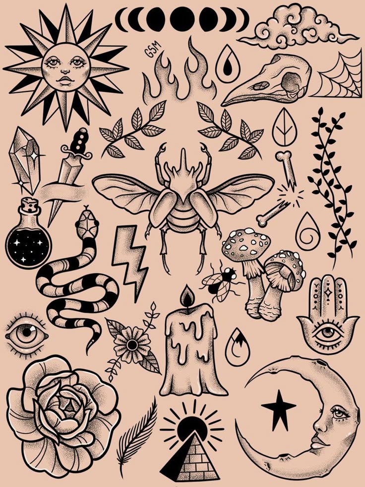 Modern custom flash tattoo design concept showing personalized artistic variations