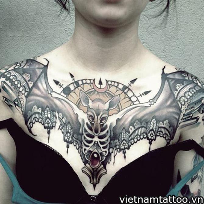 Hình xăm dơi nghệ thuật tái sinh và biểu tượng tâm linh