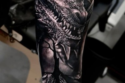 Black and Grey Dragon Tattoo Ideas, Meanings & Best Designs 5fdca77c6546ac5e04bbf2e6721cdce3