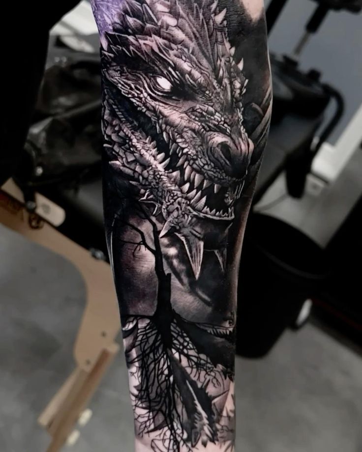 Black and Grey Dragon Tattoo Ideas, Meanings & Best Designs 5fdca77c6546ac5e04bbf2e6721cdce3