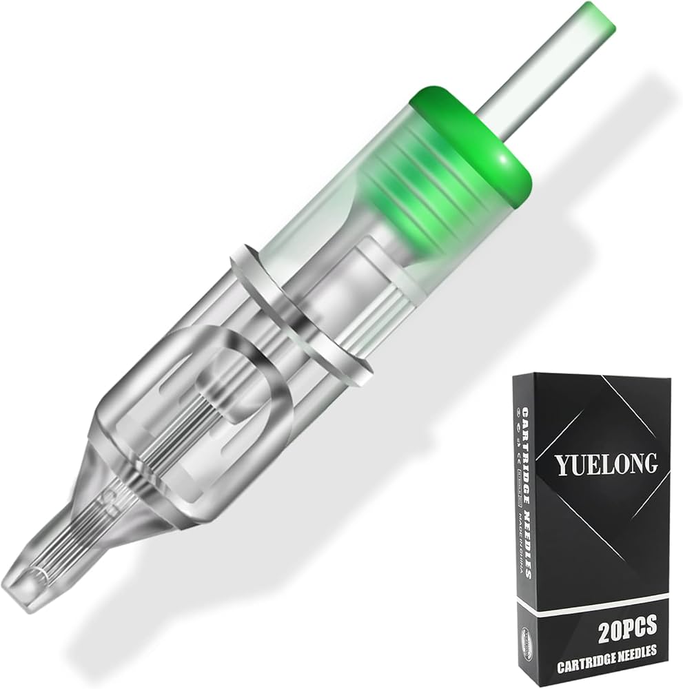 Curved magnum tattoo needle cartridges for shading and color packing
