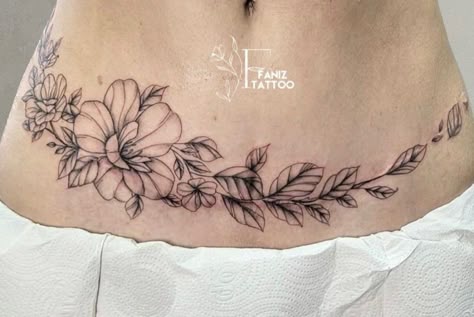 Stomach Tattoo Cover Up Guide: Best Designs & Expert Techniques 7 Floral stomach tattoo cover up idea