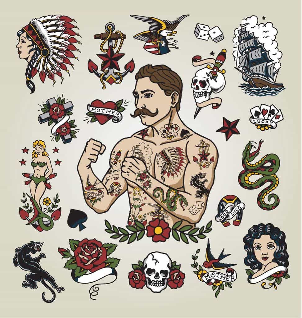 Traditional American Tattoo: History, Meanings & Iconic Designs 7 Traditional American tattoo examples featuring classic old school designs