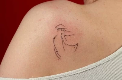 Ao Dai Inspired Fine Line Tattoo: Meaning, Design Ideas & Symbolism Ao Dai Fineline Tattoo3