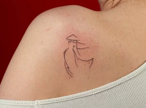 Ao Dai Inspired Fine Line Tattoo: Meaning, Design Ideas & Symbolism Ao Dai Fineline Tattoo3