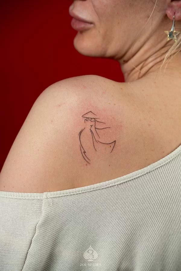 Ao Dai Inspired Fine Line Tattoo: Meaning, Design Ideas & Symbolism Ao Dai Fineline Tattoo3