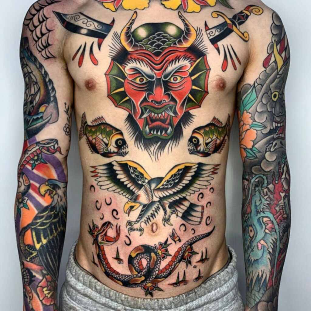 Traditional American Tattoo: History, Meanings & Iconic Designs 8 Historic Traditional American tattoo flash and classic old school tattoo artwork