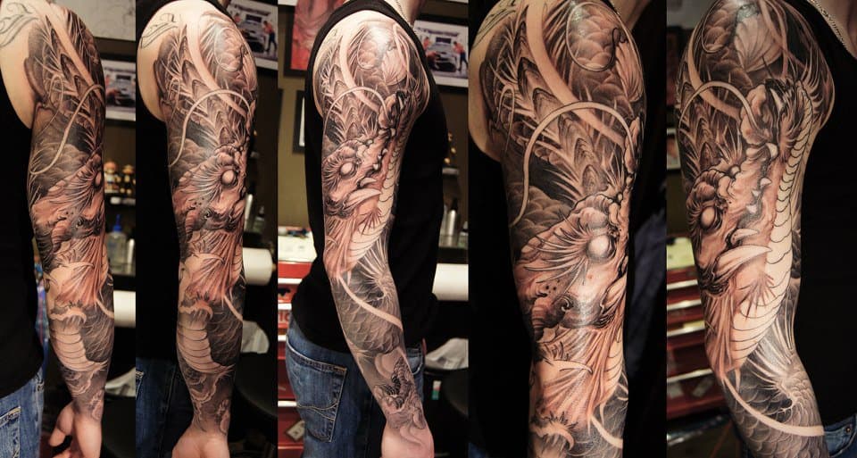 Traditional Asian Sleeve Tattoos: Meaning & Designs Guide Full Sleeve Dragon