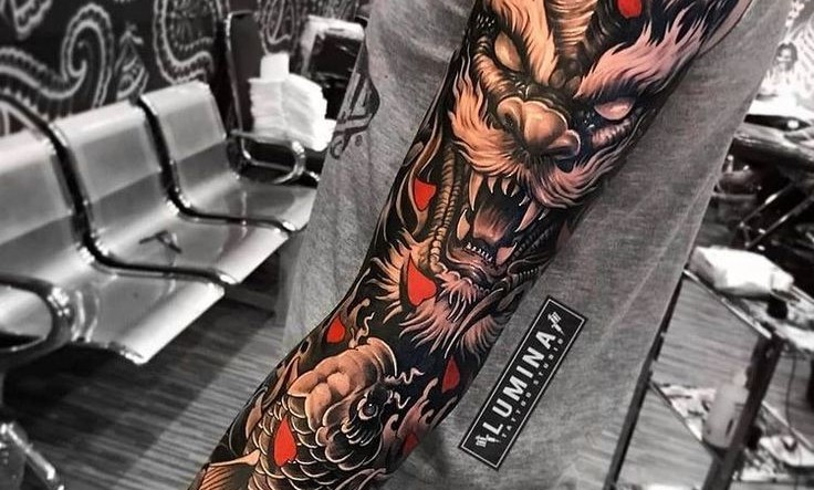 Dragon Sleeve Tattoo Ideas, Meaning & Full Design Guide c3f63f88ab33e53043ca872278dcf98b