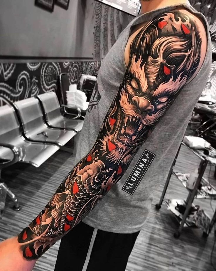 Dragon Sleeve Tattoo Ideas, Meaning & Full Design Guide c3f63f88ab33e53043ca872278dcf98b