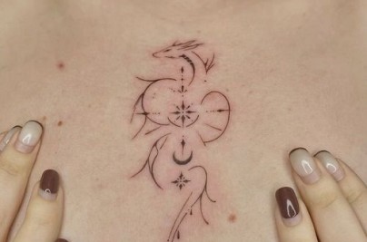 Fine Line Dragon Lotus Tattoo Meaning, Designs & Ideas e853c8181d5169c3b87e4228f0a6ddfd