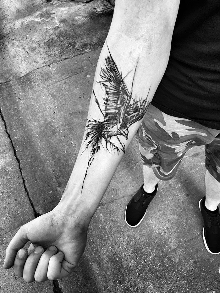 Creative sketch tattoo design with expressive hand-drawn artistic elements