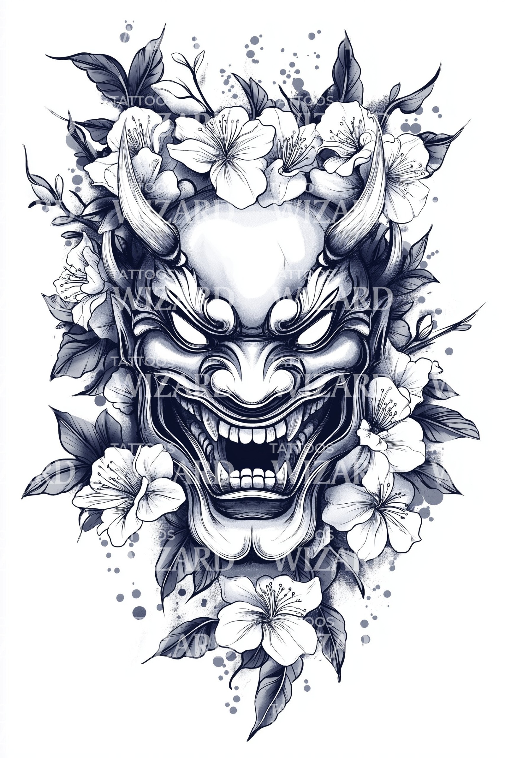 Oni Mask Tattoo Meaning, Symbolism & Best Design Ideas fierce oni visage tattoo illustration fierce oni 16 scaled