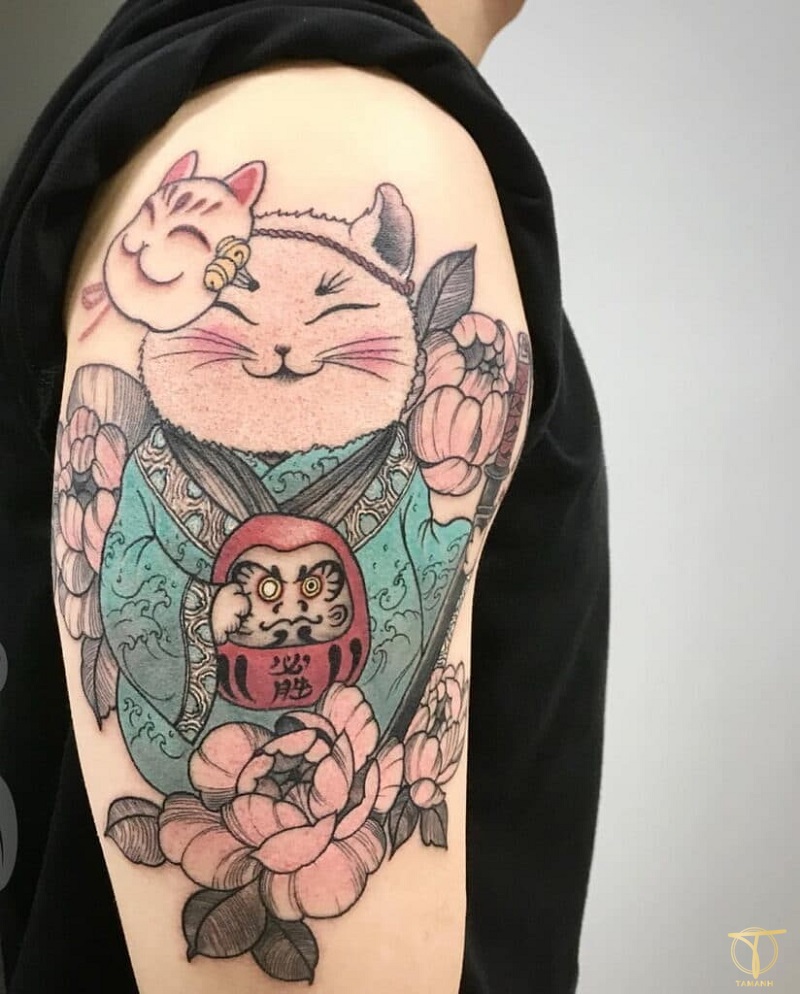 Hình Xăm Mèo Thần Tài Thịnh Hành Và Được Nhiều Người Yêu Thích Với Ý Nghĩa May Mắn Và Giàu Sang hinh xam meo than tai o tay