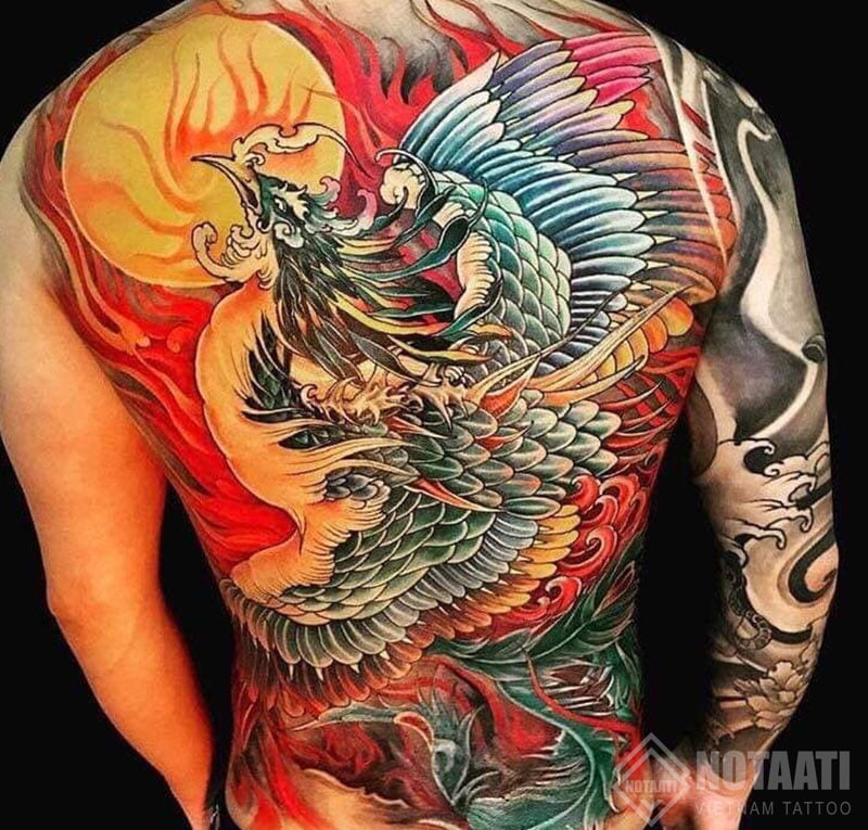 Hình xăm phượng hoàng lửa mang ý nghĩa phong thủy và tái sinh