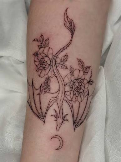 Fine Line Dragon Lotus Tattoo Meaning, Designs & Ideas 7 Fine line dragon lotus tattoo symbolism and meaning