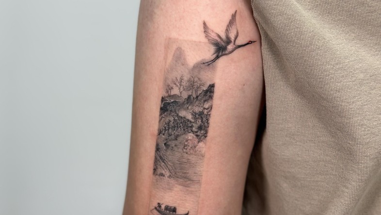 Watercolor Asian Art Travel Tattoo: Meaning, Style & Cultural Depth landscape in chinese watercolor style by lynn from baron v0 duhokhj2nn1f1