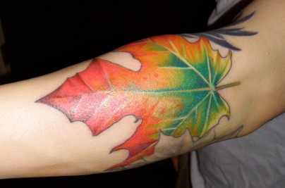 Ý nghĩa hình xăm lá phong: Biểu tượng thay đổi và trưởng thành leaf tat 12 1