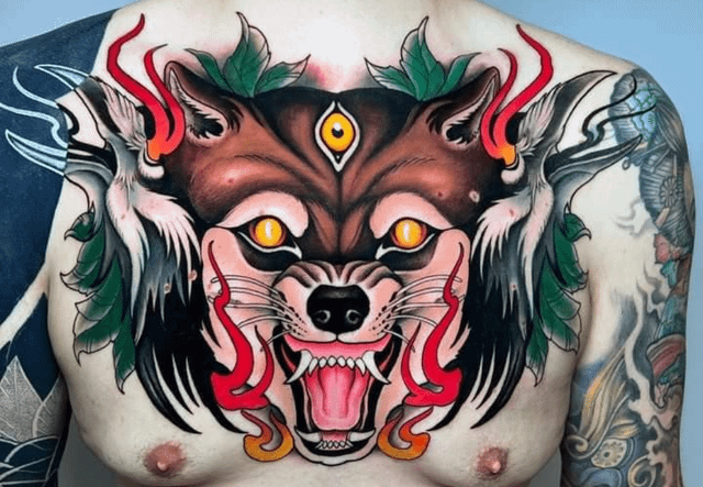Chest Piece Tattoo Guide: Designs, Pain, Meaning & Expert Insights neo traditional chest piece done by tiagoborges at thorns v0 qcu0pouyu35d1
