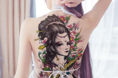 Ý Nghĩa Hình Xăm Geisha Nhật Bản: Biểu Tượng Vẻ Đẹp, Bí Ẩn Và Khí Chất new full back tattoo stickers color geisha