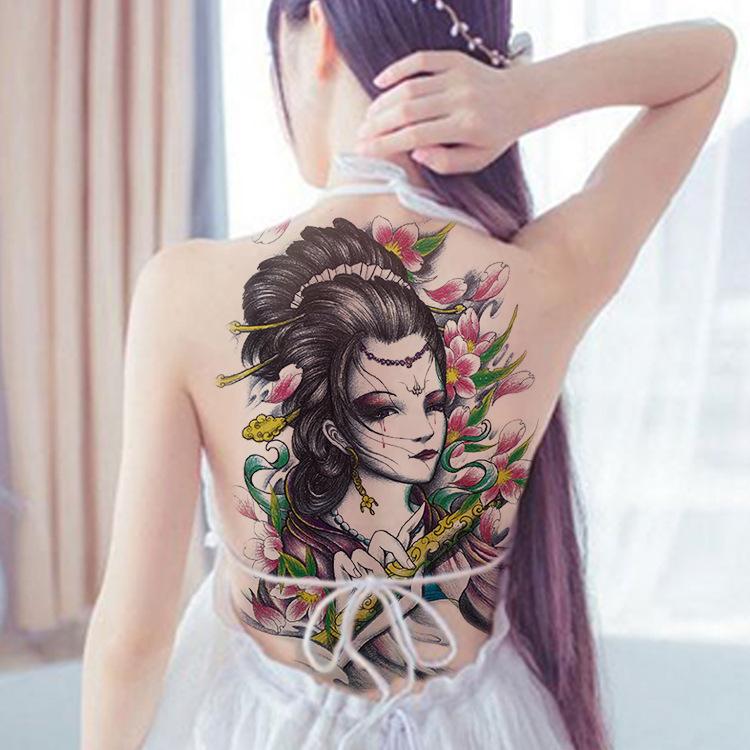Sự bí ẩn trong ý nghĩa hình xăm cô gái Geisha Nhật Bản new full back tattoo stickers color geisha