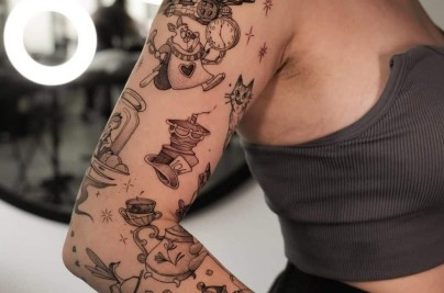 Patchwork Sleeve Ideas: Unique Tattoo Designs & Styling Guide patchwork tattoo alice in wonderlands maria fernandez 1040x1300