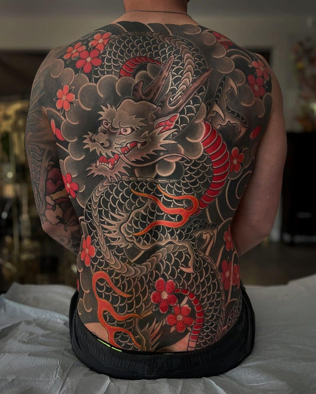 Japanese Backpiece Tattoo: Meaning, Design, Cost & Expert Guide 6 Japanese dragon senaka backpiece tattoo with traditional composition