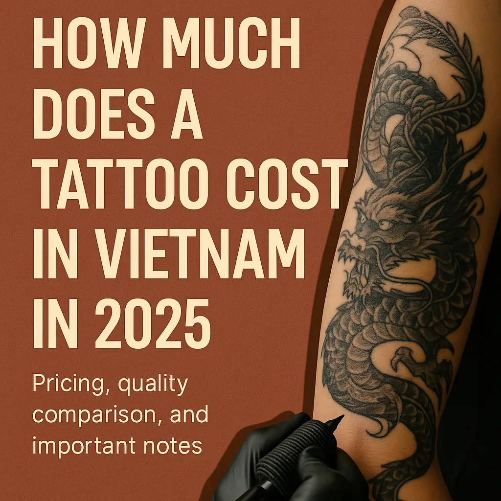 Tattoo cost guide in Vietnam showing pricing categories and tattoo project examples