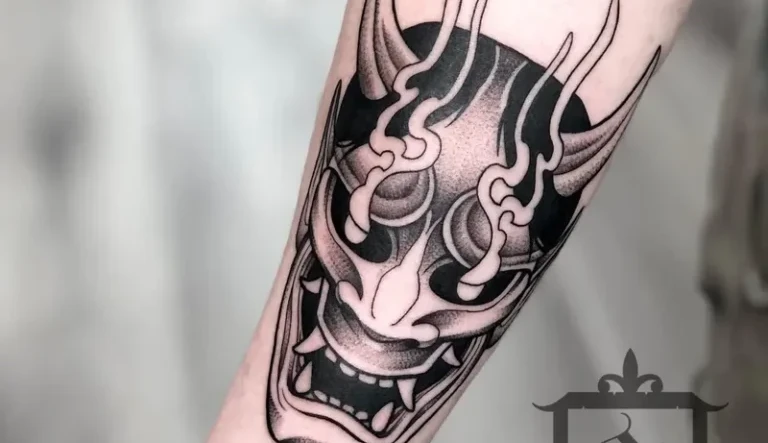 Hannya Mask Tattoo Meaning, Symbolism & Best Design Ideas traditional japanese hannya mask tattoo 768x1024